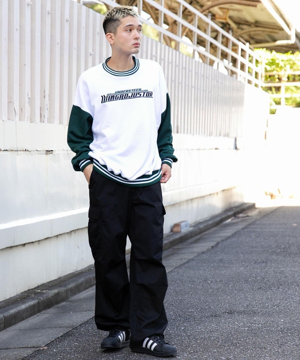 WEGO ヘビーウエイト刺繍バイカラープルオーバー 