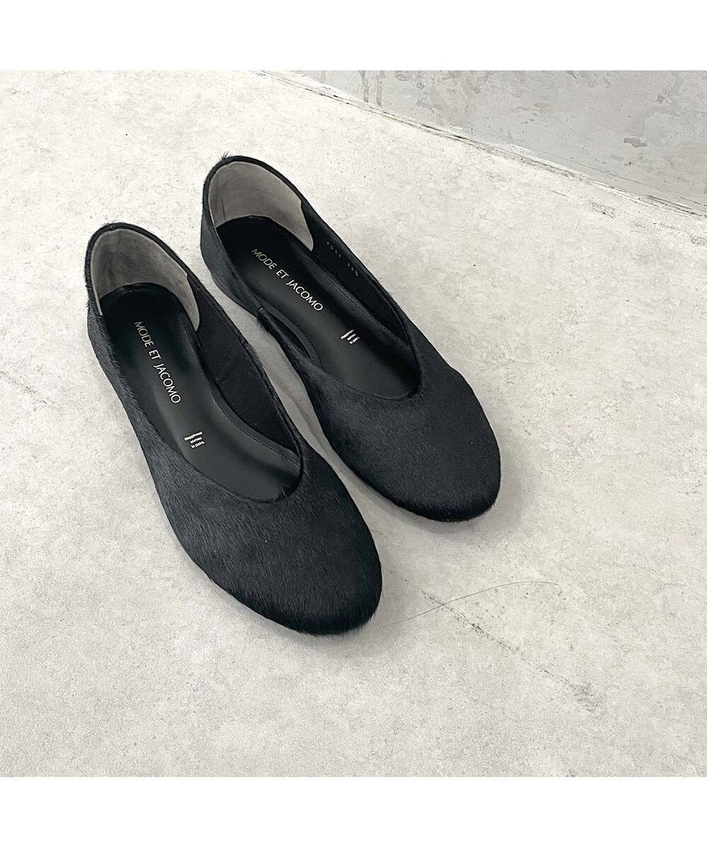 MODE ET JACOMO <MODE ET JACOMO>ヘアオンレザーソフトフラットパンプス 