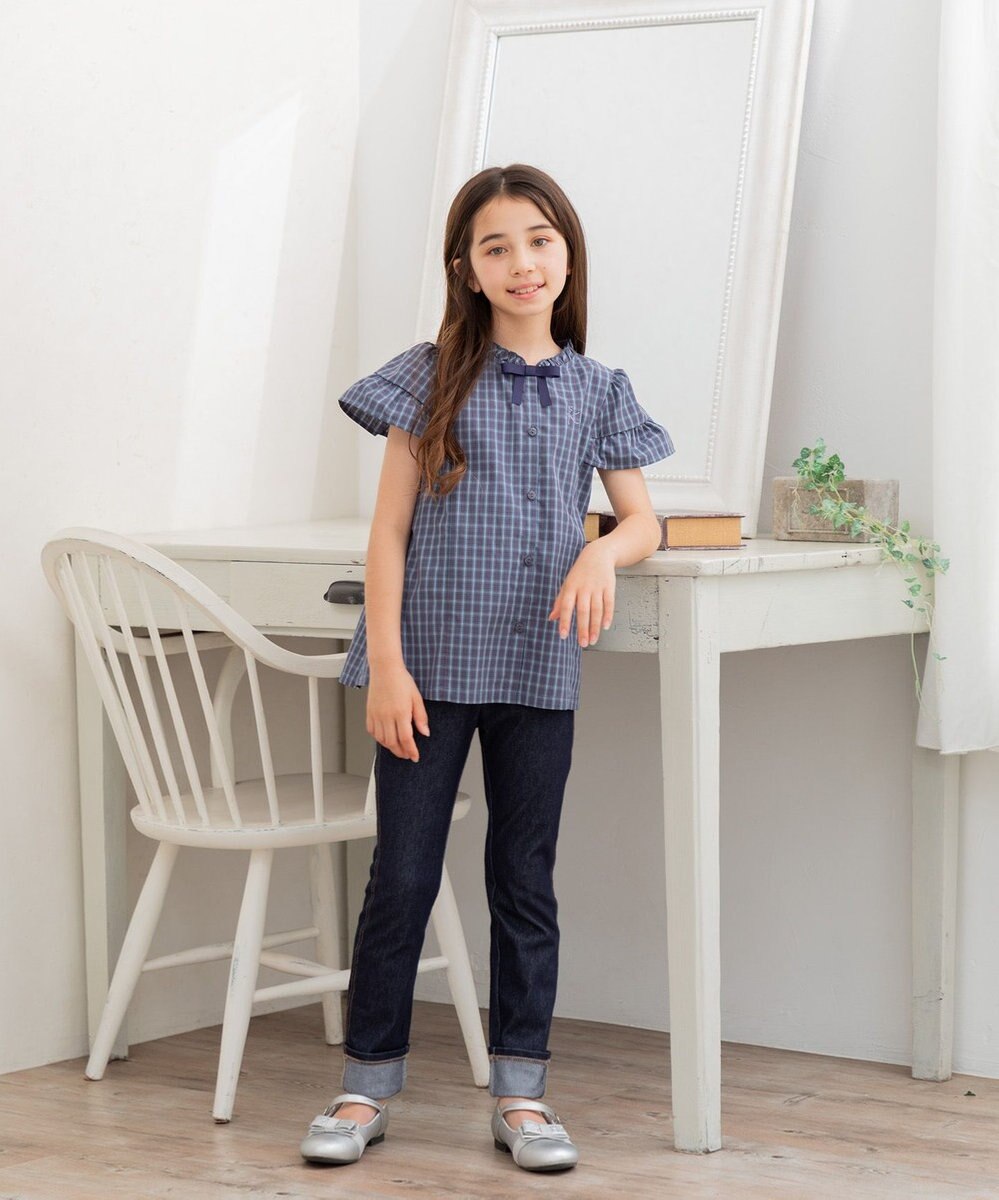 組曲 KIDS 【110-140㎝】チェックラッフル ブラウス 