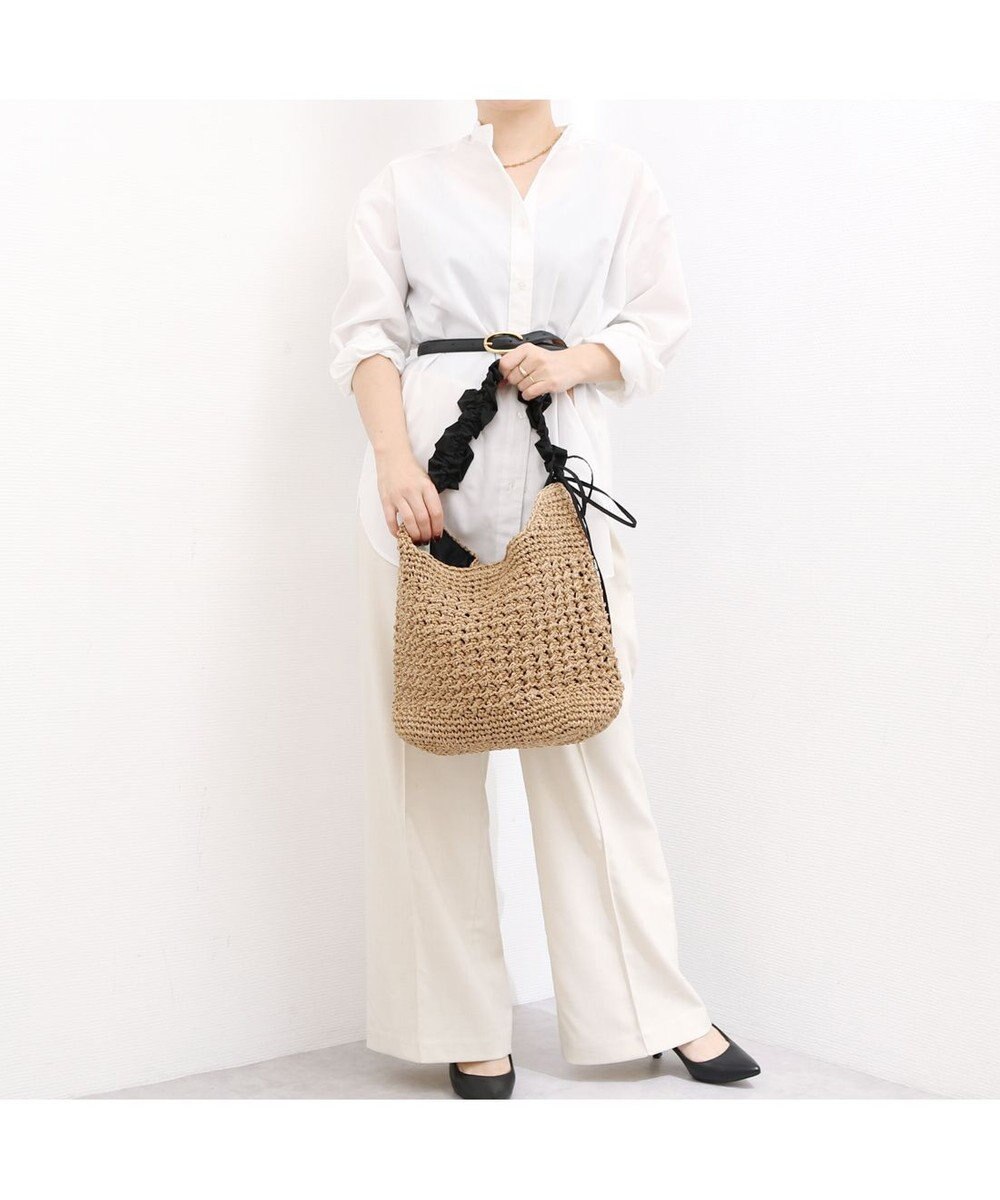 UNBILLION カシュカシュ cachecache / ドロストフリルハンドル地柄編みトート カゴバッグ 