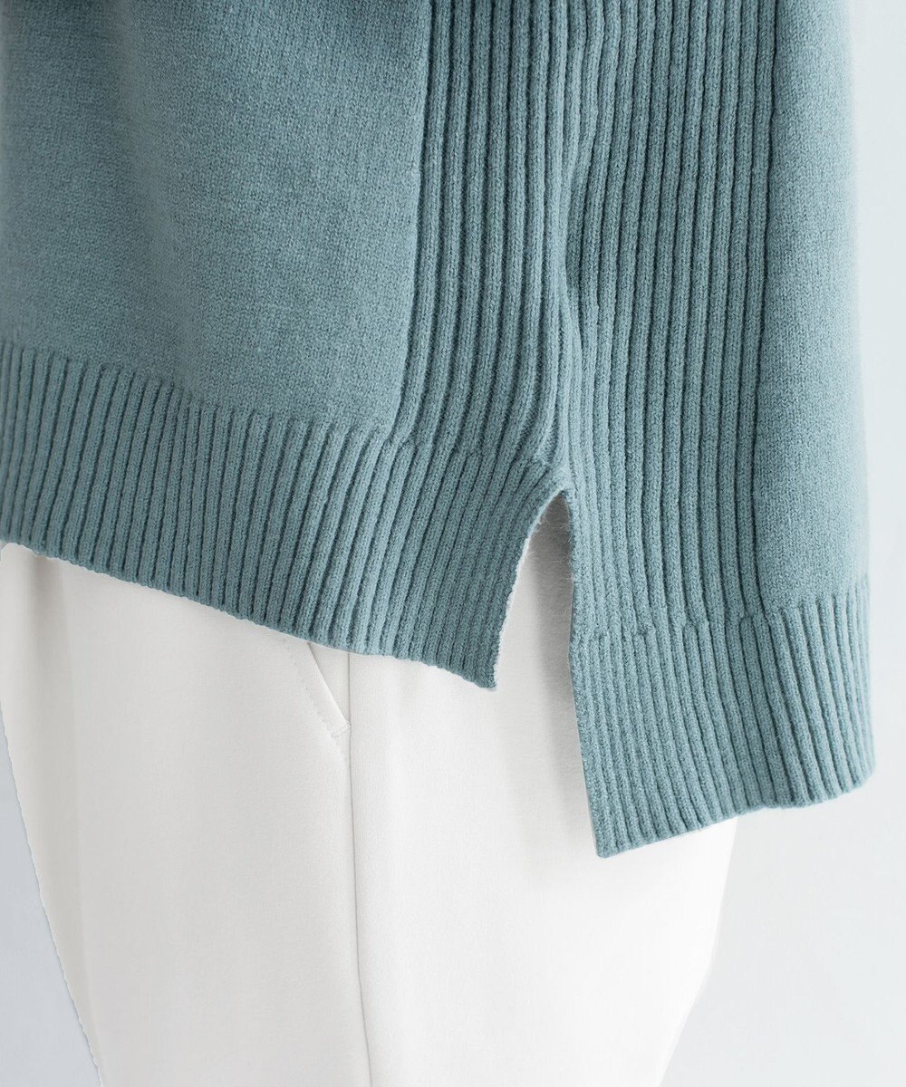 Tiaclasse L 【洗える】もっちり柔らかいリブタートルプルオーバーニット 