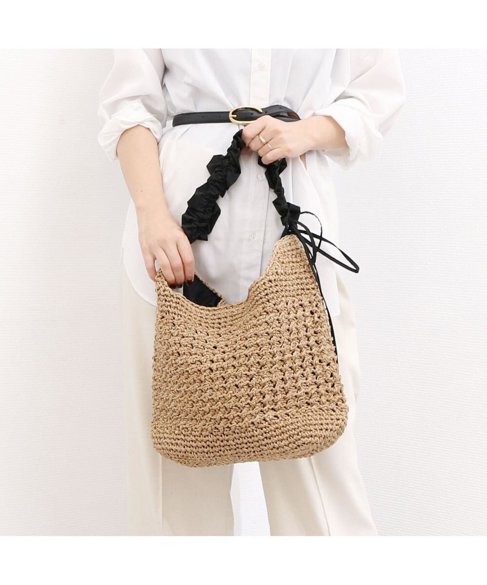 UNBILLION カシュカシュ cachecache / ドロストフリルハンドル地柄編みトート カゴバッグ 