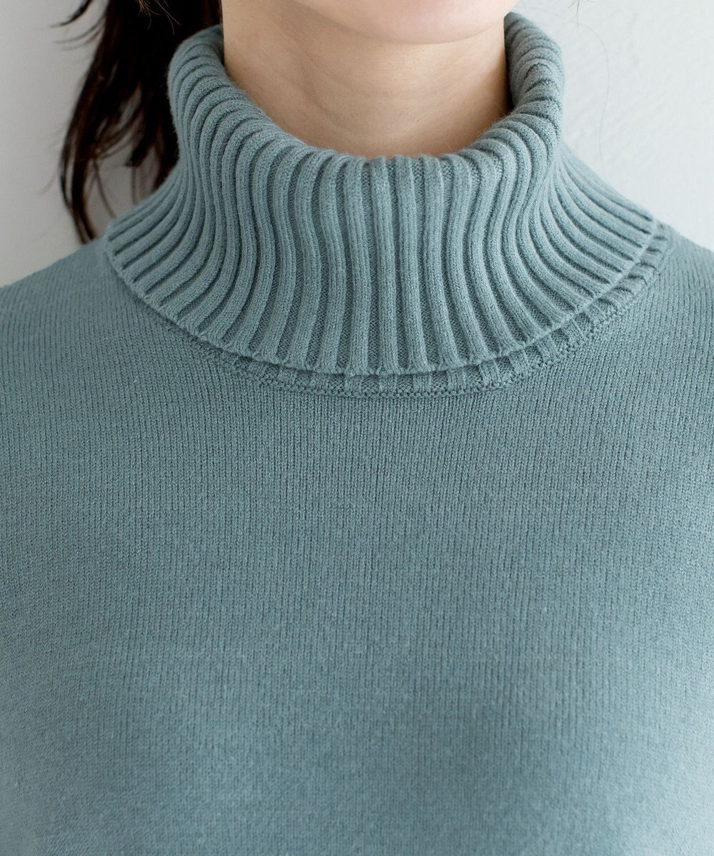 Tiaclasse L 【洗える】もっちり柔らかいリブタートルプルオーバーニット 