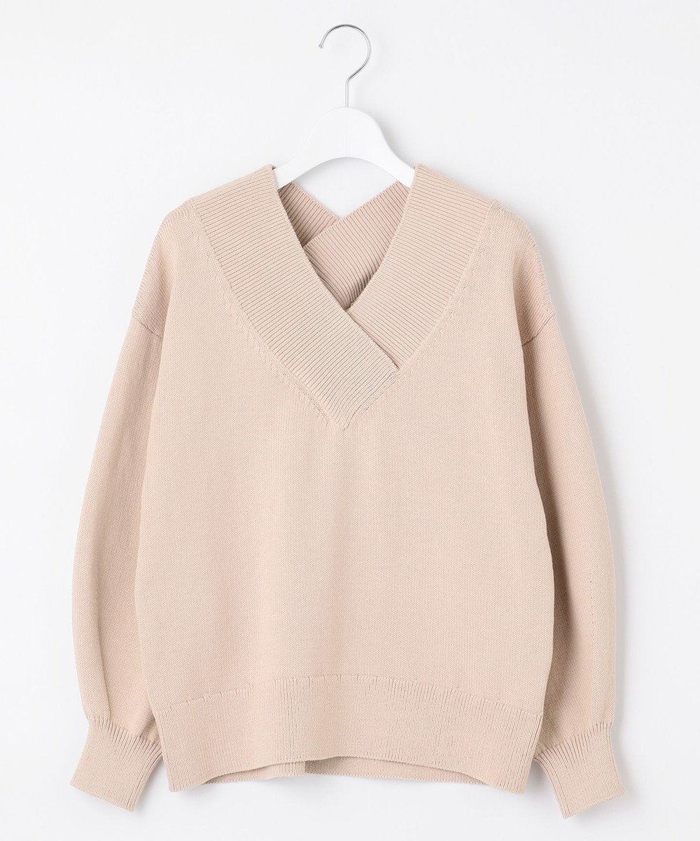 自由区 【XSサイズ～/洗える】コットンブレンドコード Vネックニット 