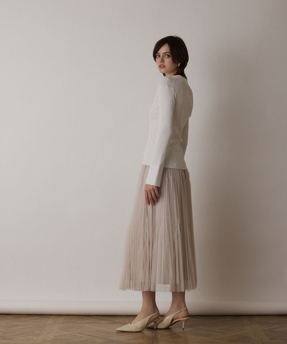 GRACE CONTINENTAL ビジューリブニットトップ 