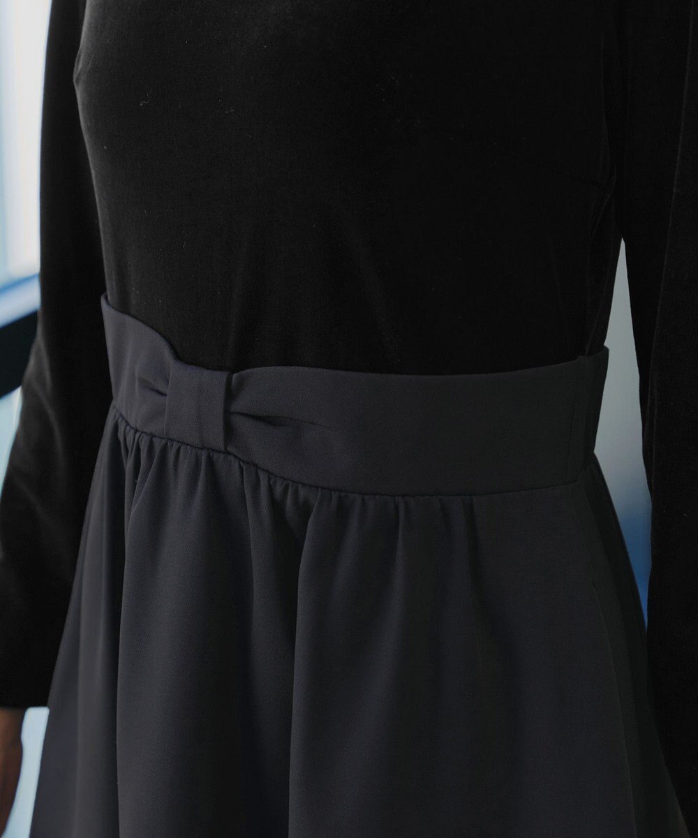 Tiaclasse 【洗える】ベロア異素材ドッキングワンピース 