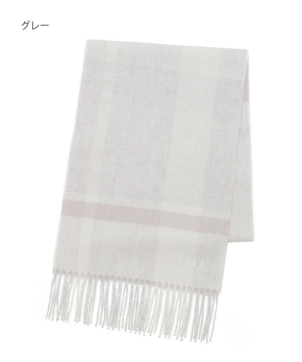 MOONBAT 【洗える】FURLA カシミヤ混ラメ入りチェックストールマフラー／幅30cm 