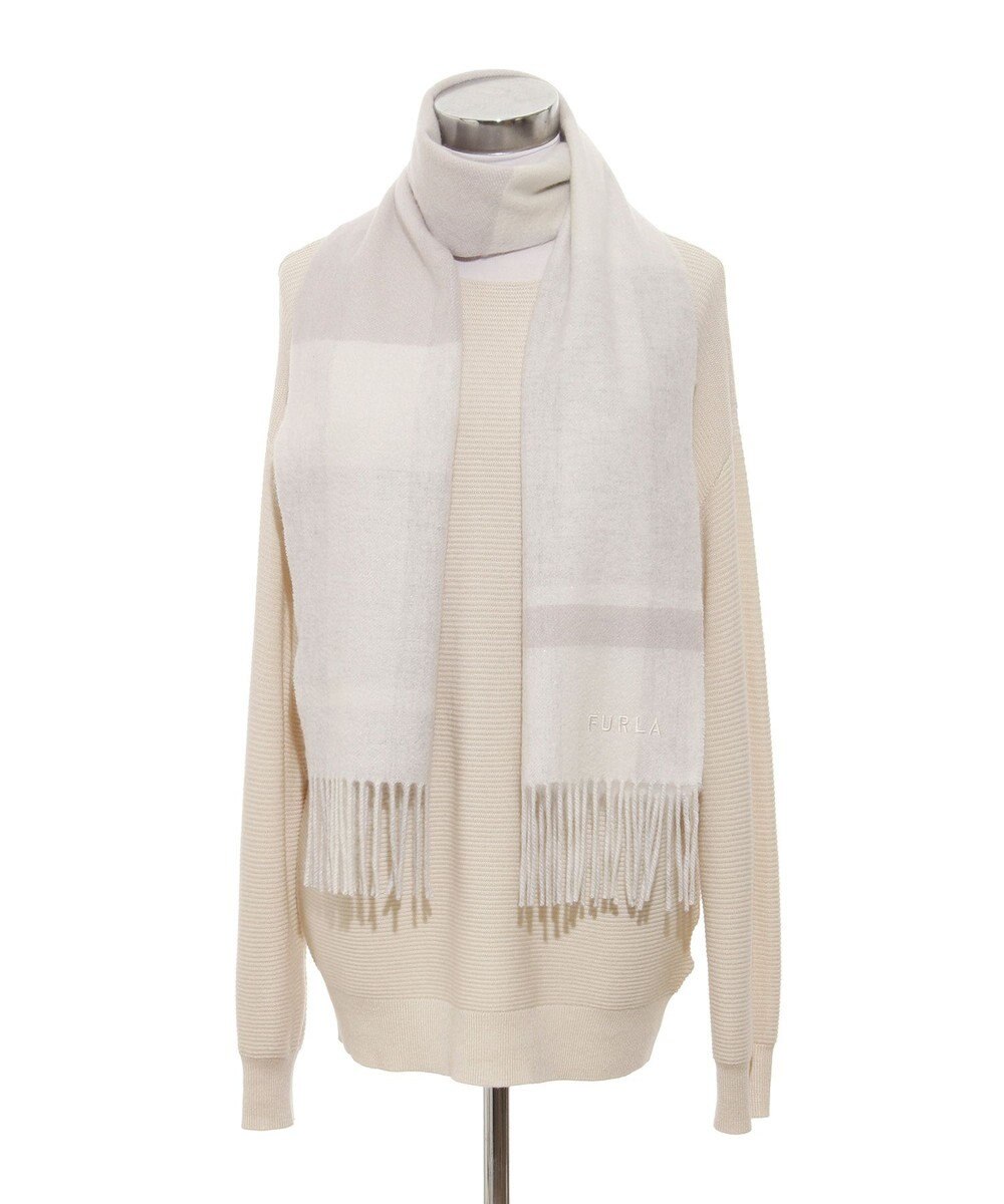 MOONBAT 【洗える】FURLA カシミヤ混ラメ入りチェックストールマフラー／幅30cm 