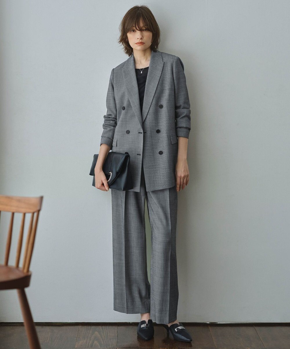 ICB 【UVカット・洗える】ウール2WAYストレッチ ワイドパンツ 