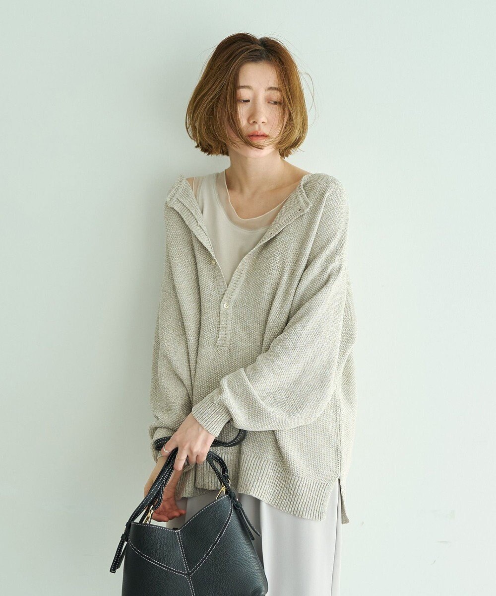 YECCA VECCA 2wayヘンリーネックルーズニット 