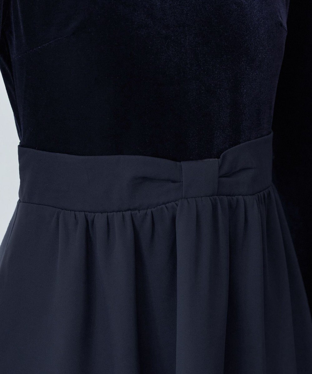 Tiaclasse 【洗える】ベロア異素材ドッキングワンピース 