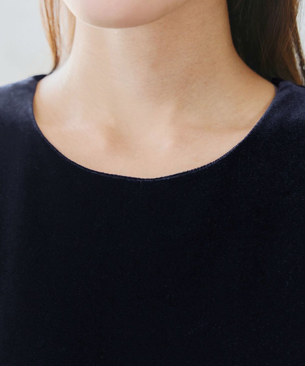 Tiaclasse 【洗える】ベロア異素材ドッキングワンピース 