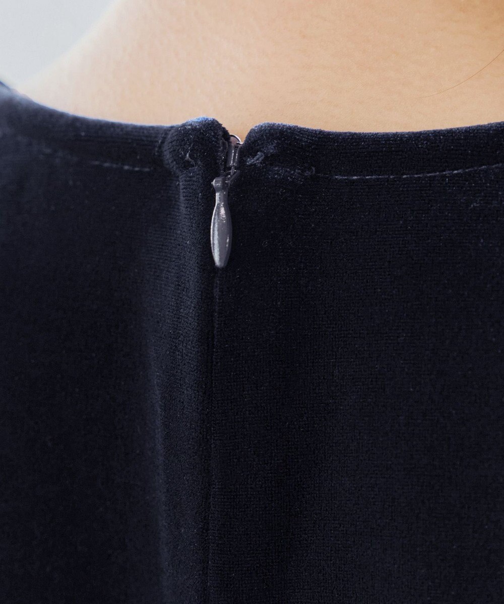 Tiaclasse 【洗える】ベロア異素材ドッキングワンピース 