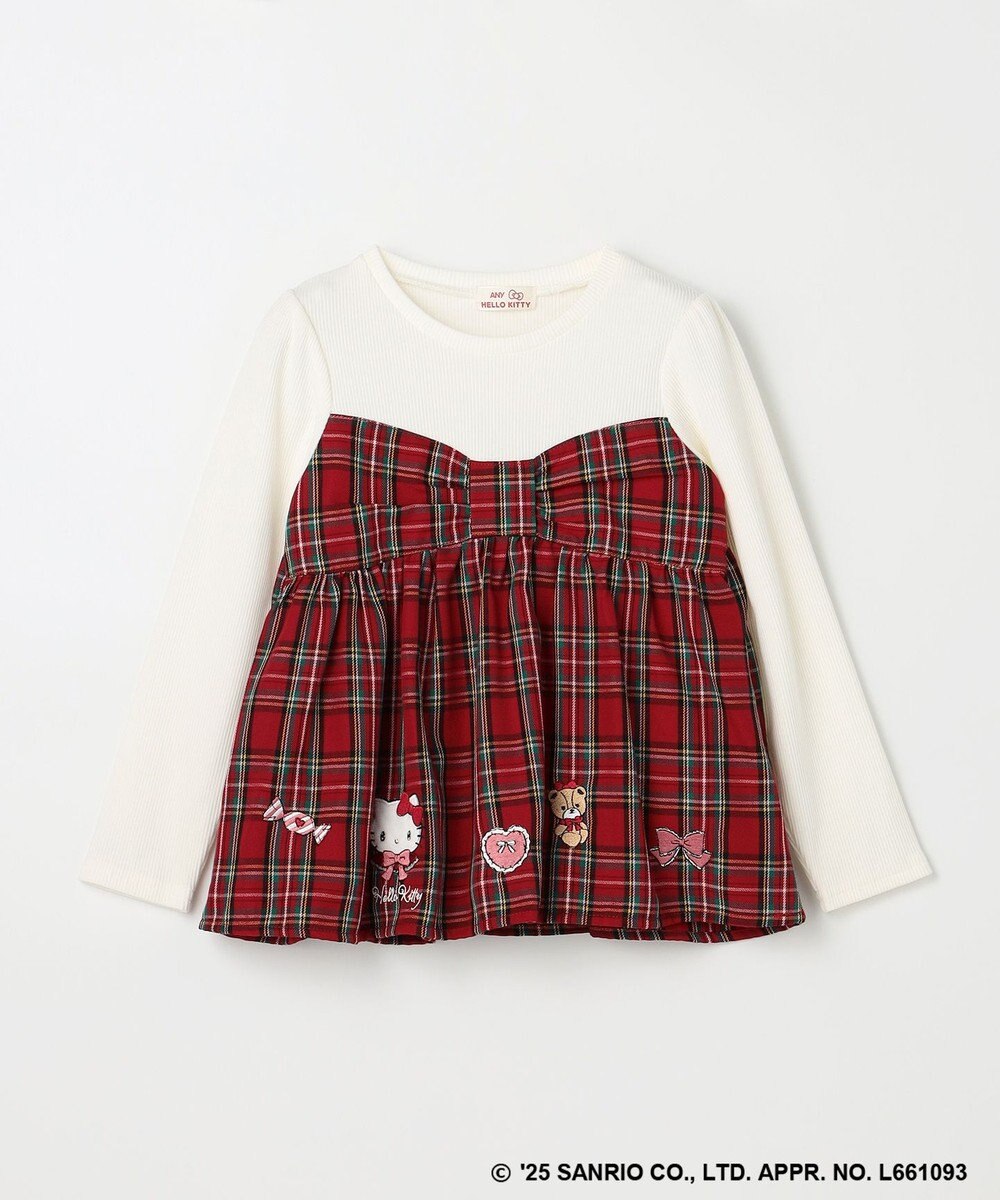 ANY KIDS 【ハローキティ×ANY KIDS】ドッキング刺繍 長袖Tシャツ 