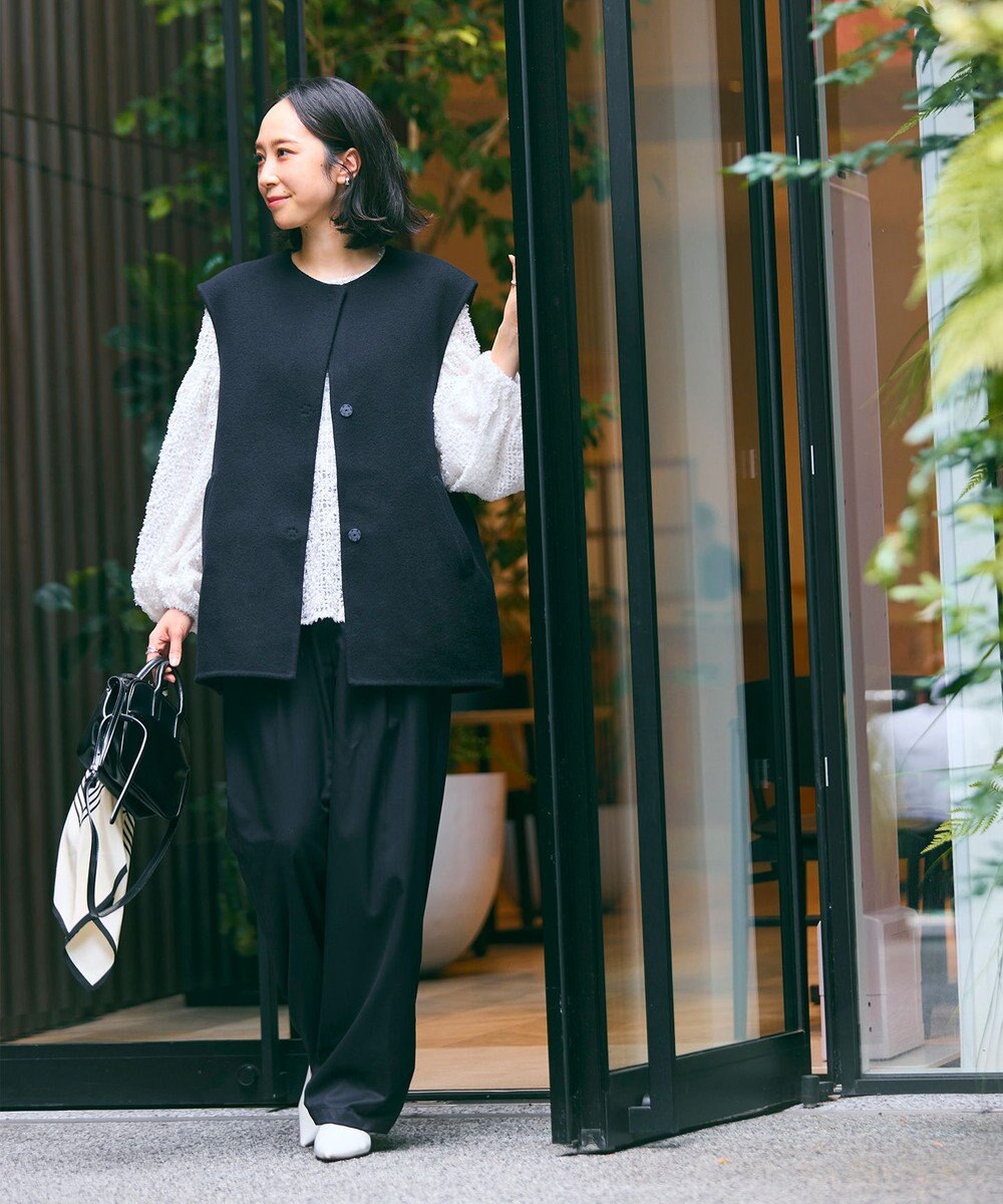 #Newans ハイウエスト2タックパンツ 