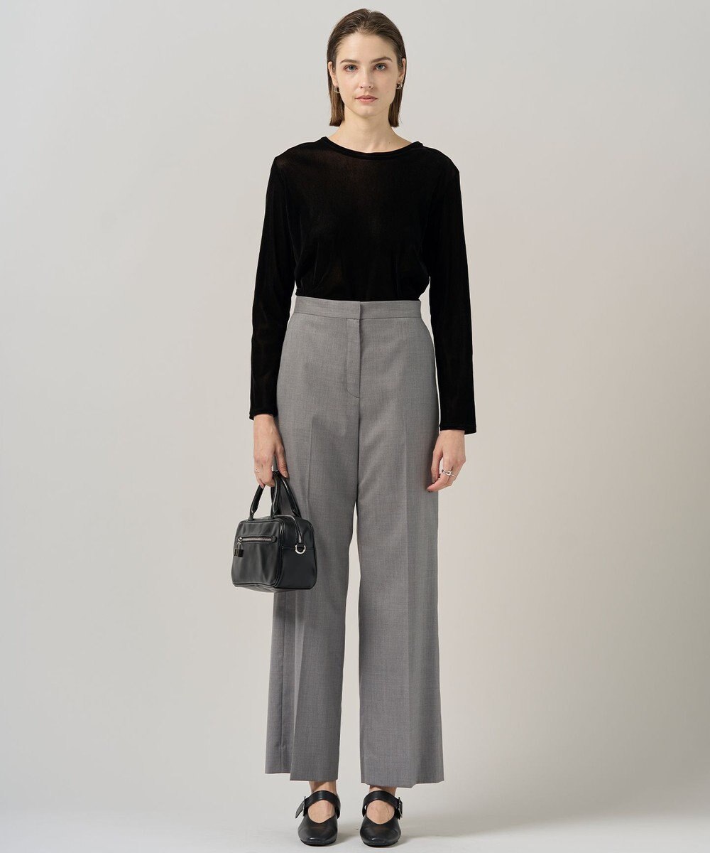 ICB 【洗える】T/Wブロード ワイドストレートパンツ 