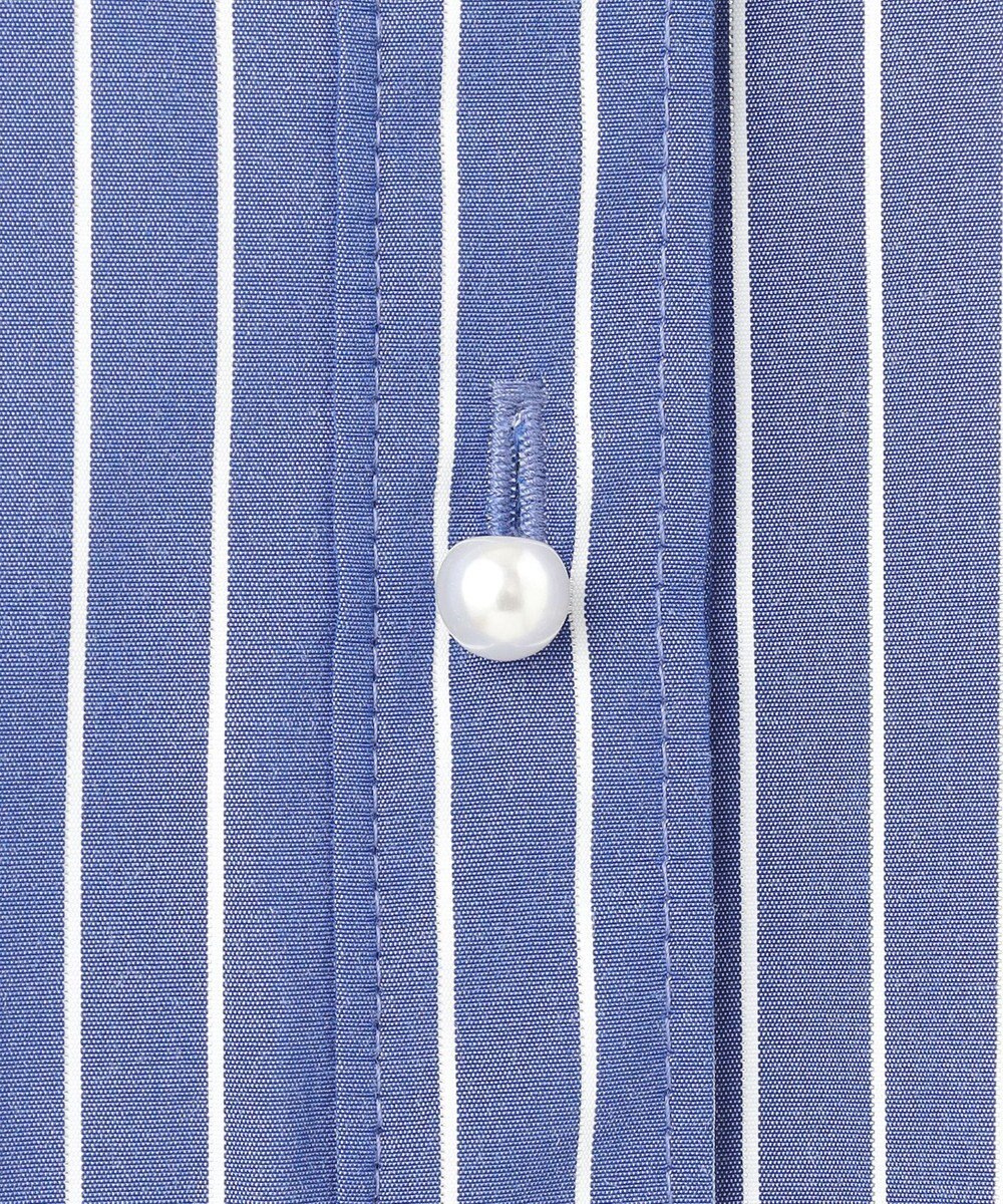 ANY 【洗濯機可】ラメストライプ半袖シャツブラウス 