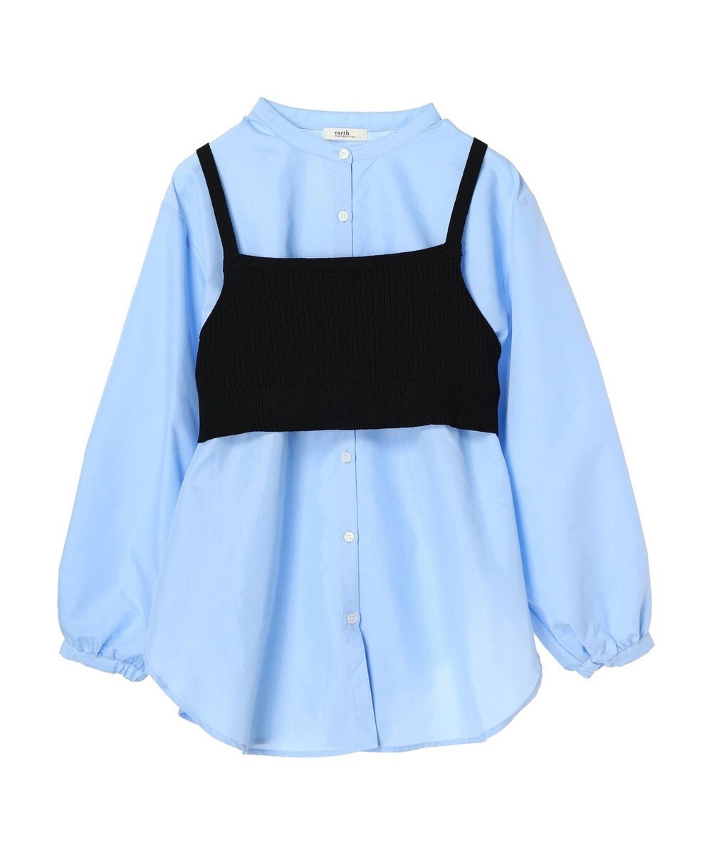 earth music&ecology ＳＥＴ２点ニットビスチェ＋ノーカラーシャツ 