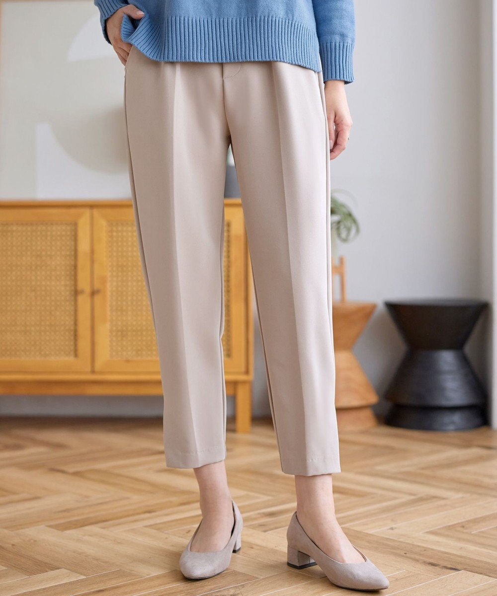 Tiaclasse L 【ストレッチジョーゼット】スリットテーパードパンツ 