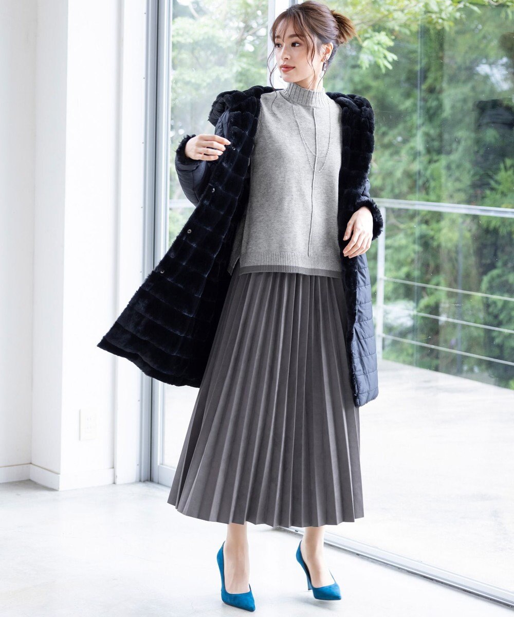 Tiaclasse 【洗える】もっちり素材が肌触り抜群の配色ニットトップス 