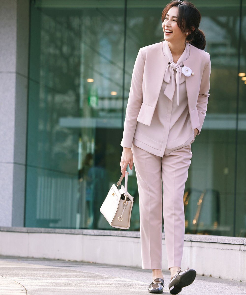 組曲 L 【KUMIKYOKU NAVY】ジョーゼットシフォン2WAY ボウタイブラウス 