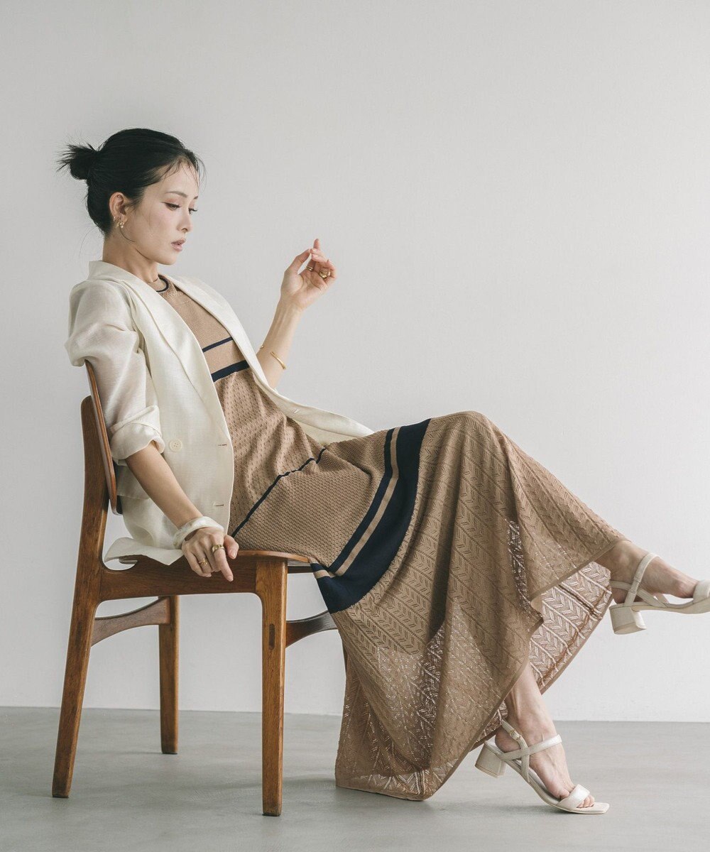 YECCA VECCA 【尾崎紗代子さん着用】透かし編みニットワンピース 