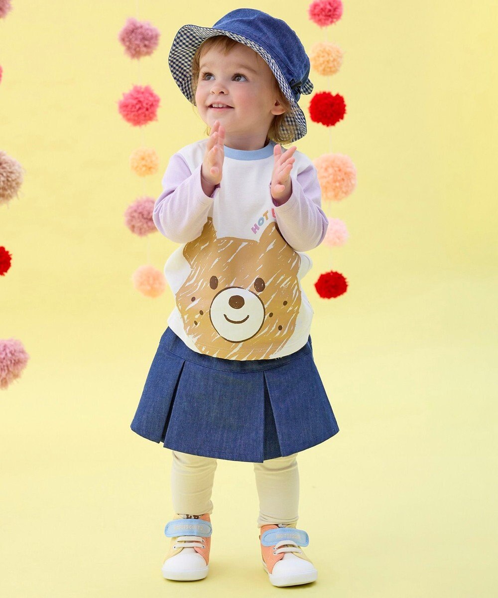 MIKI HOUSE HOT BISCUITS 【80-120cm】ビッグフェイスプリント 長袖Tシャツ 