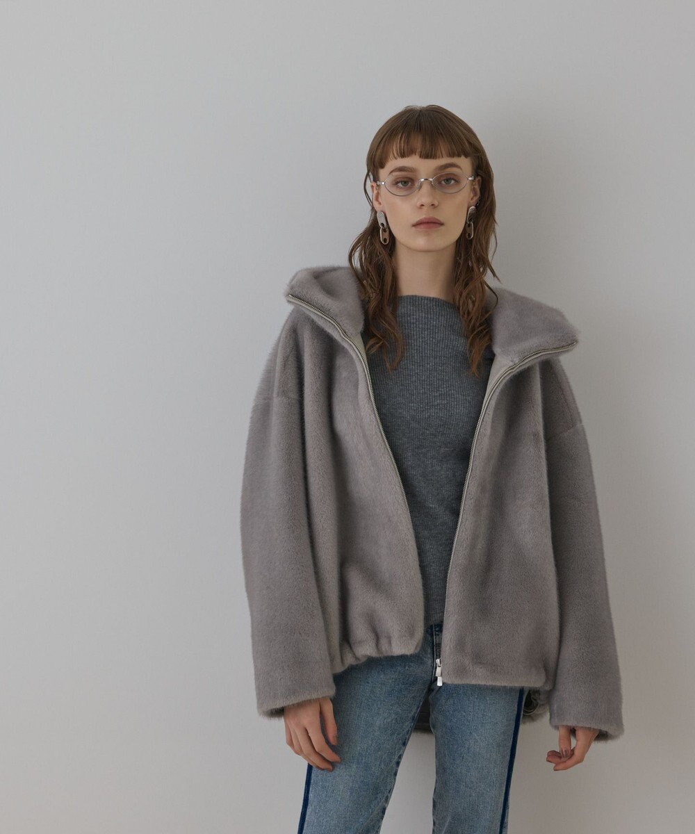 GRACE CONTINENTAL フェイクミンクフードジャケット 