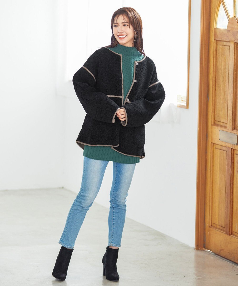 Tiaclasse 2wayリバーシブルボアショートブルゾン 