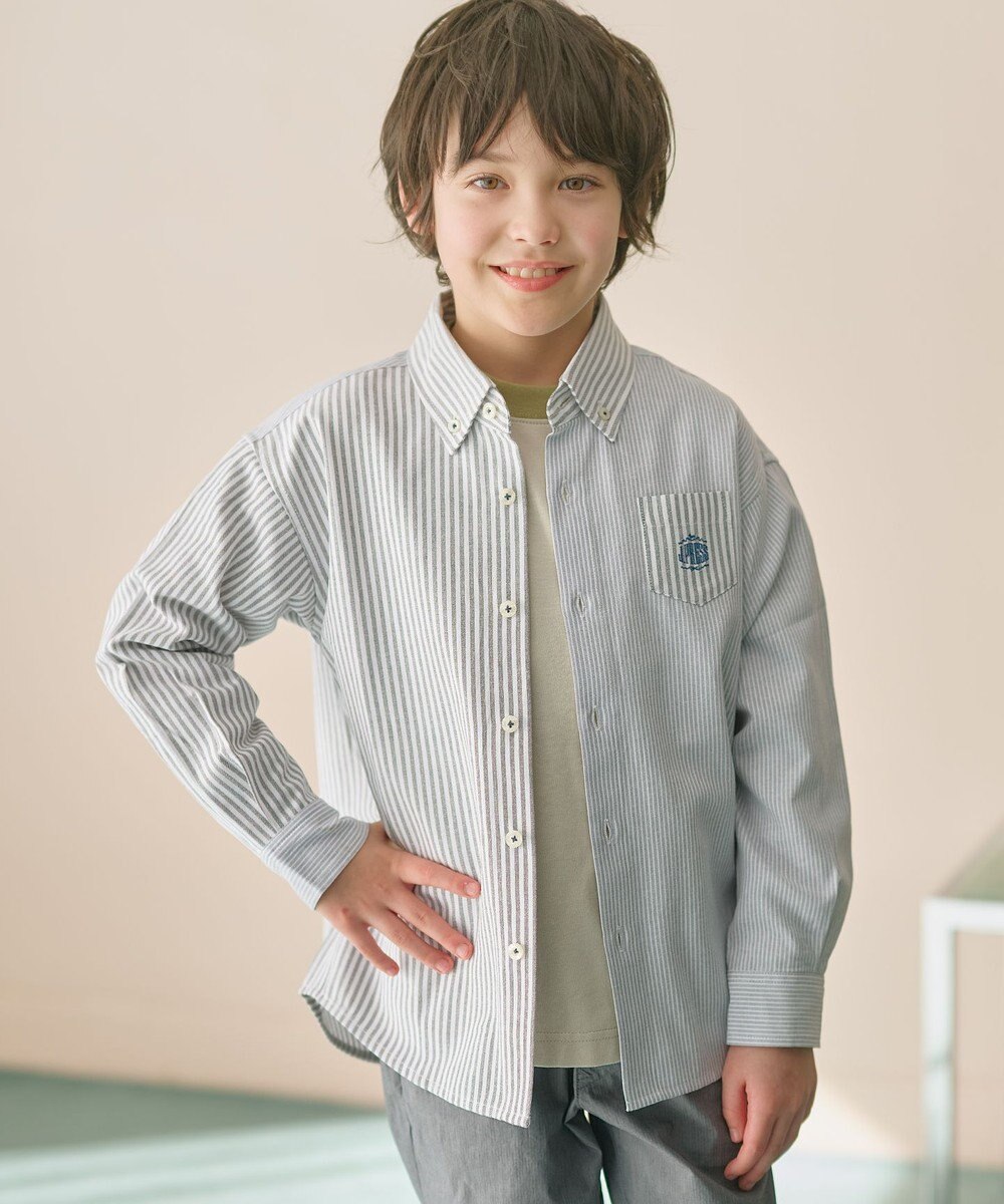 J.PRESS KIDS 【100-130cm】オックスフォード ストライプコンビシャツ 