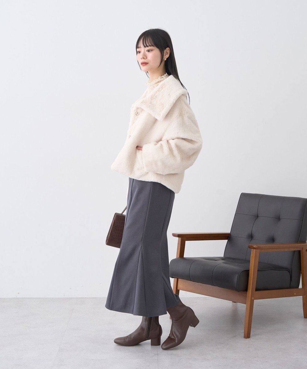 earth music&ecology ファーショートブルゾン 