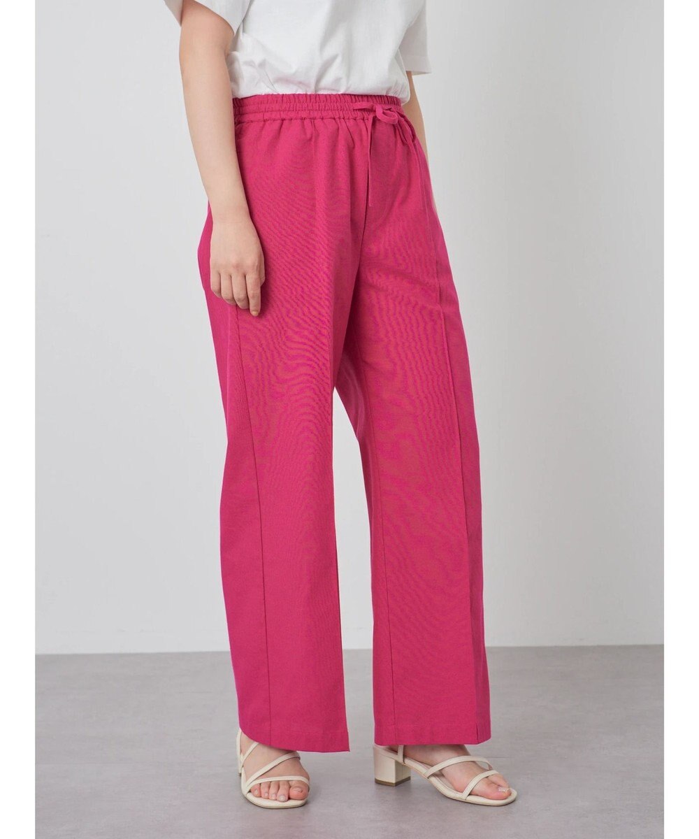 Green Parks 綿麻混イージーワイドパンツ 