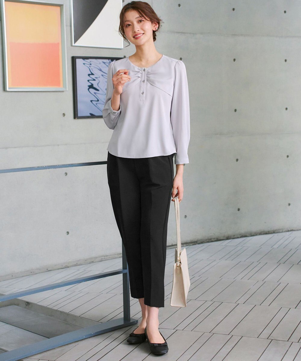 Tiaclasse L 【ストレッチジョーゼット】スリットテーパードパンツ 