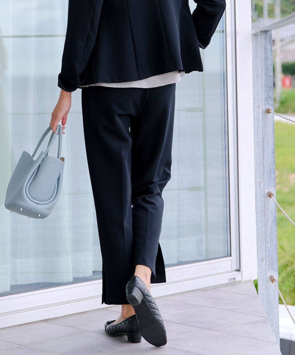 Tiaclasse L 【ストレッチジョーゼット】スリットテーパードパンツ 