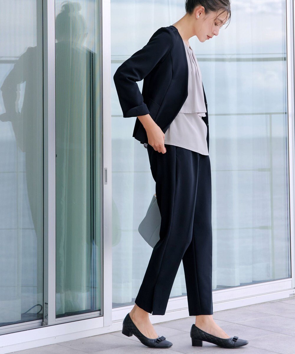 Tiaclasse L 【ストレッチジョーゼット】スリットテーパードパンツ 