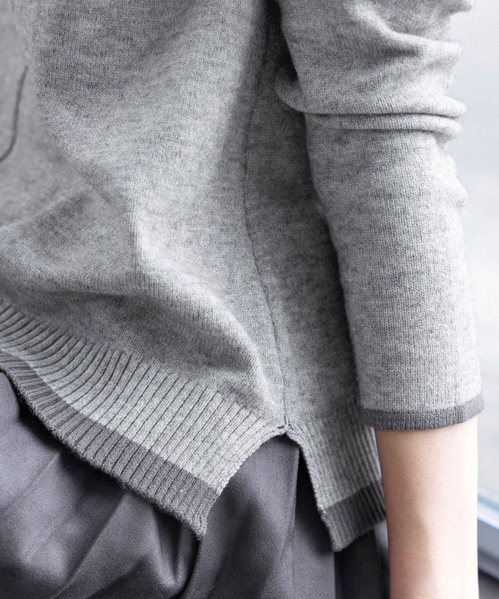 Tiaclasse 【洗える】もっちり素材が肌触り抜群の配色ニットトップス 