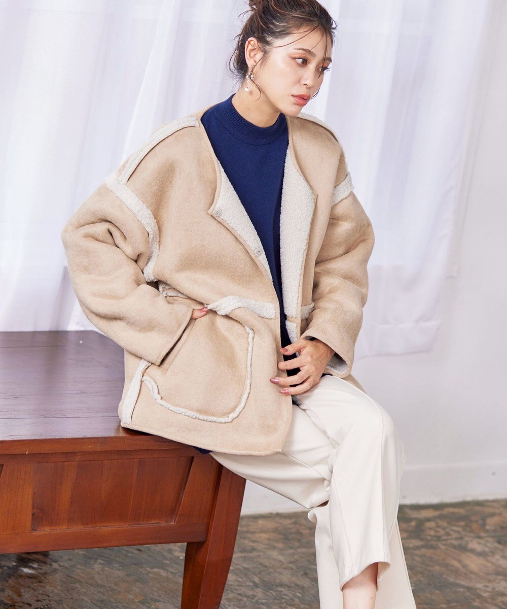 Tiaclasse 2wayリバーシブルボアショートブルゾン 