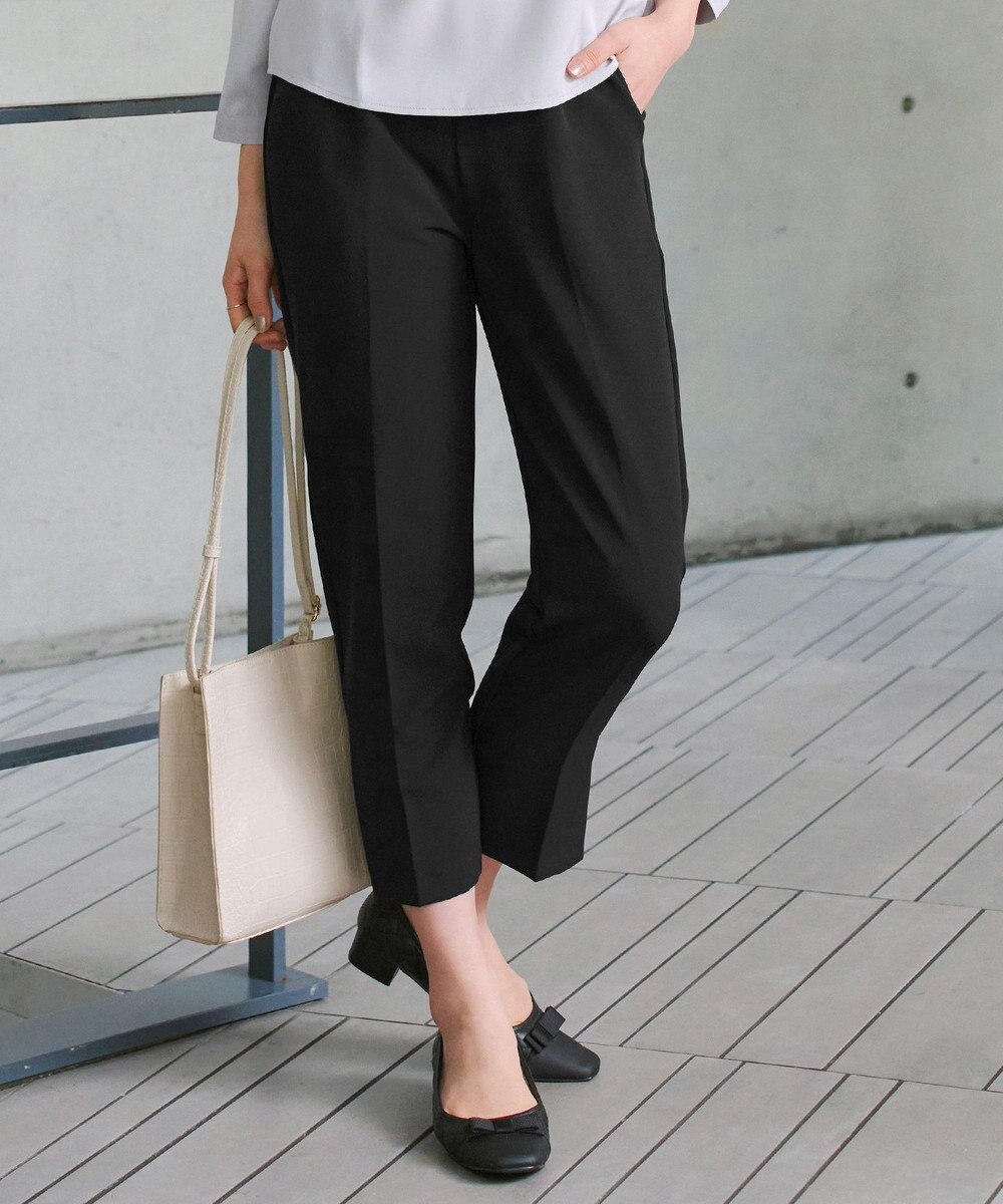 Tiaclasse L 【ストレッチジョーゼット】スリットテーパードパンツ 