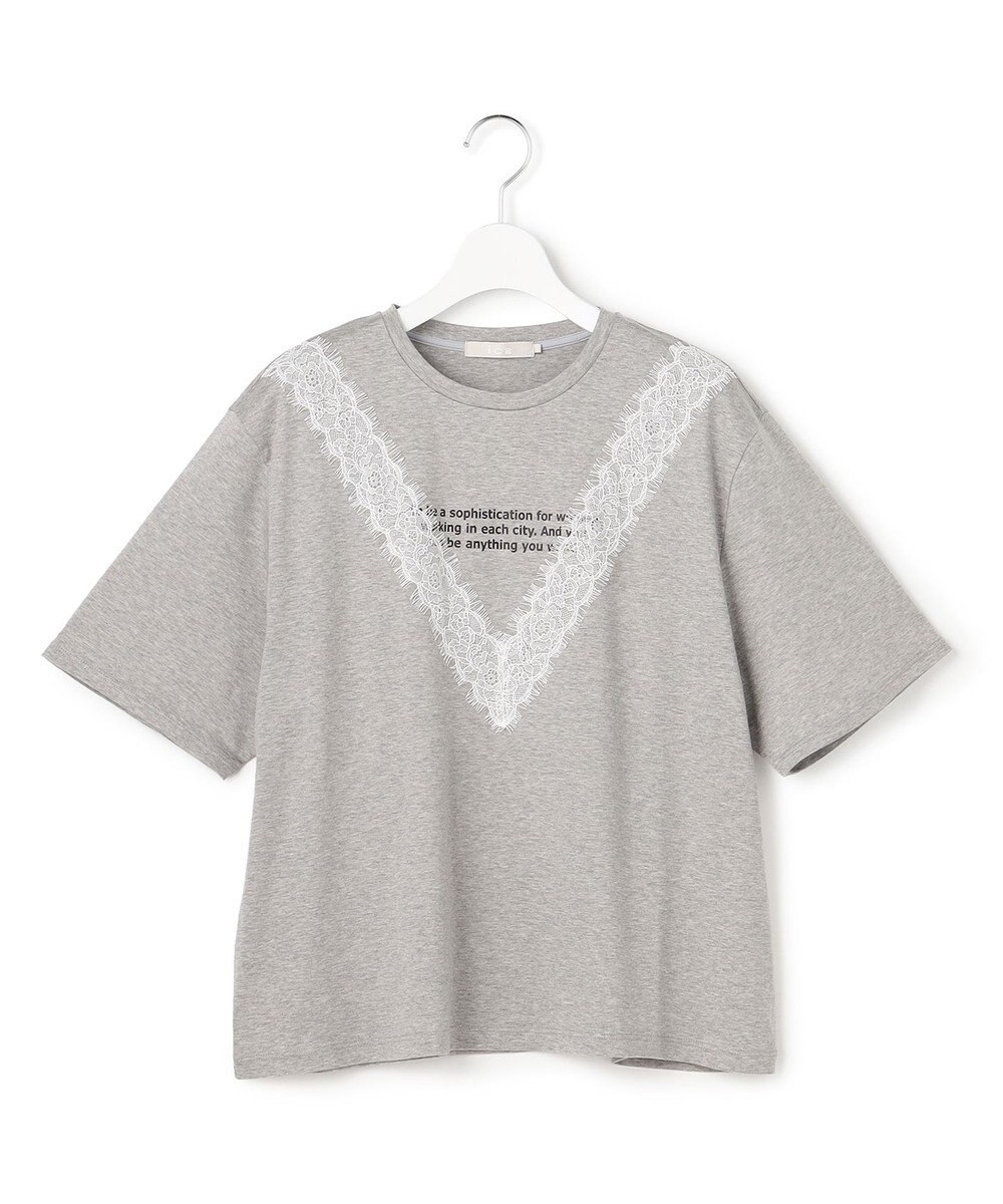 ICB L レースコンビ ロゴTシャツ 