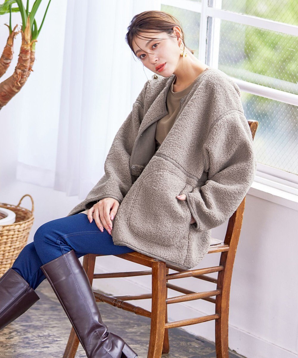 Tiaclasse 2wayリバーシブルボアショートブルゾン 