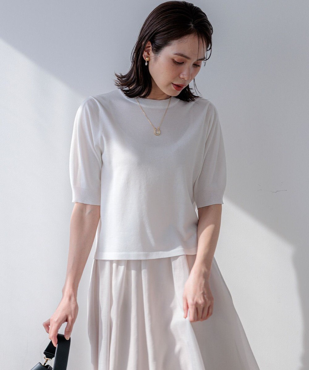 組曲 【先行予約】シアー ニット５分袖 プルオーバー 