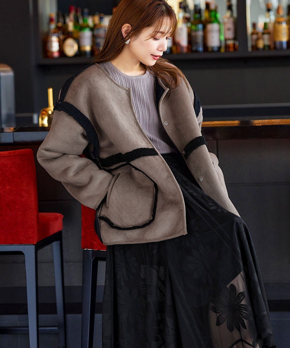 Tiaclasse 2wayリバーシブルボアショートブルゾン 