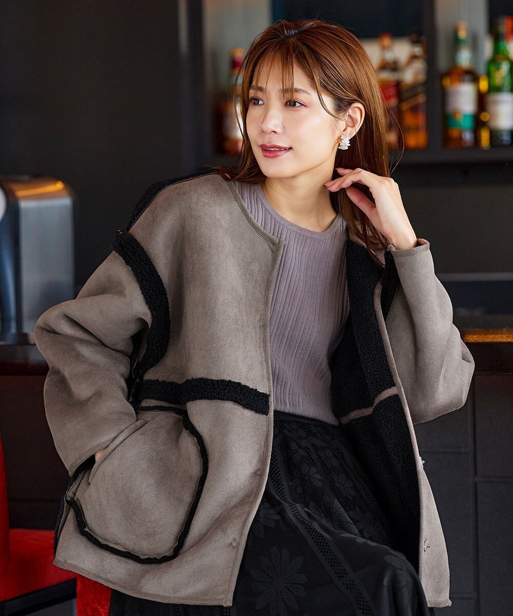 Tiaclasse 2wayリバーシブルボアショートブルゾン 