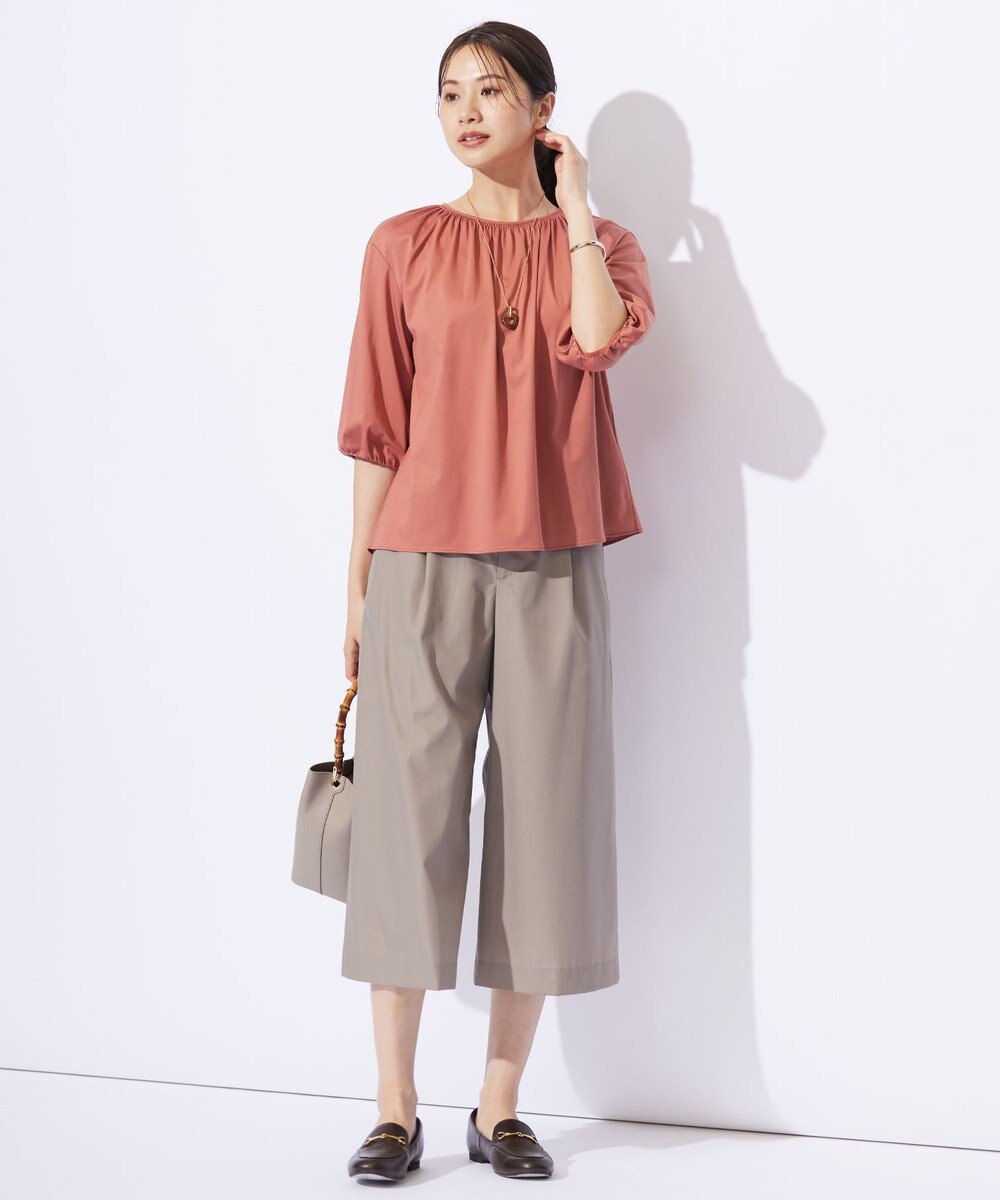 J.PRESS LADIES S 【洗える】ソフトシャンブレー ワイド パンツ 