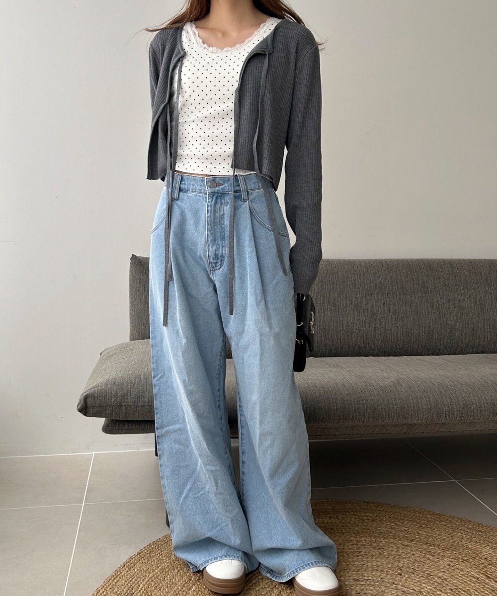 WEGO モチーフデニムタックパンツ 