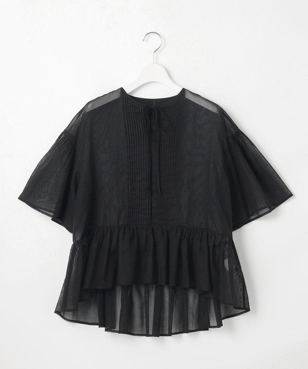 23区 S 【GOLD LABEL】コットンオーガンジー ピンタックリボン ペプラムブラウス 