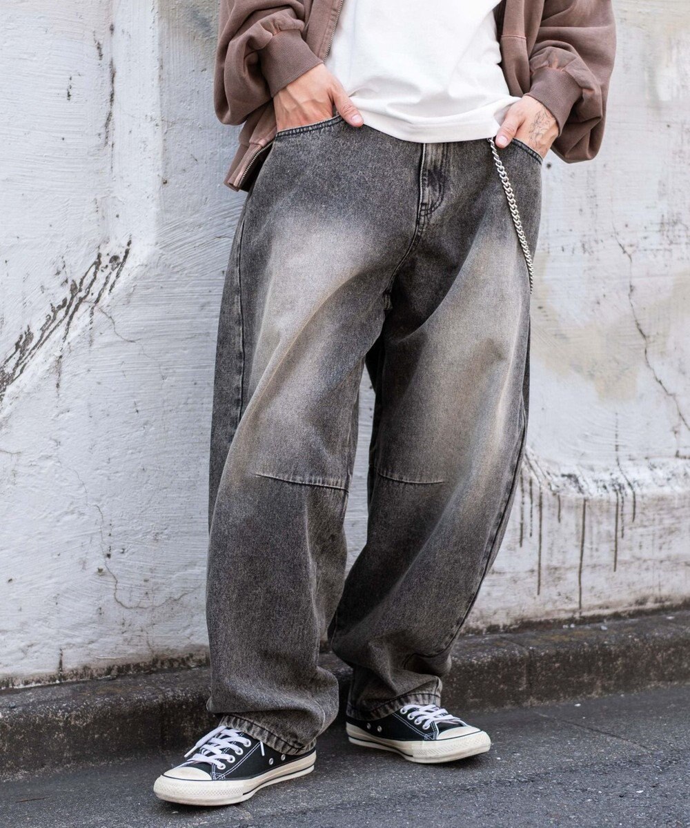 WEGO チェーン付きバルーンデニムパンツ 