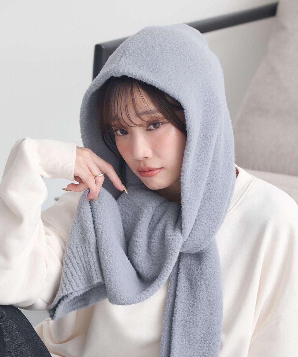 earth music&ecology 【イージーケア】パウダーシャギーフーディーマフラー 