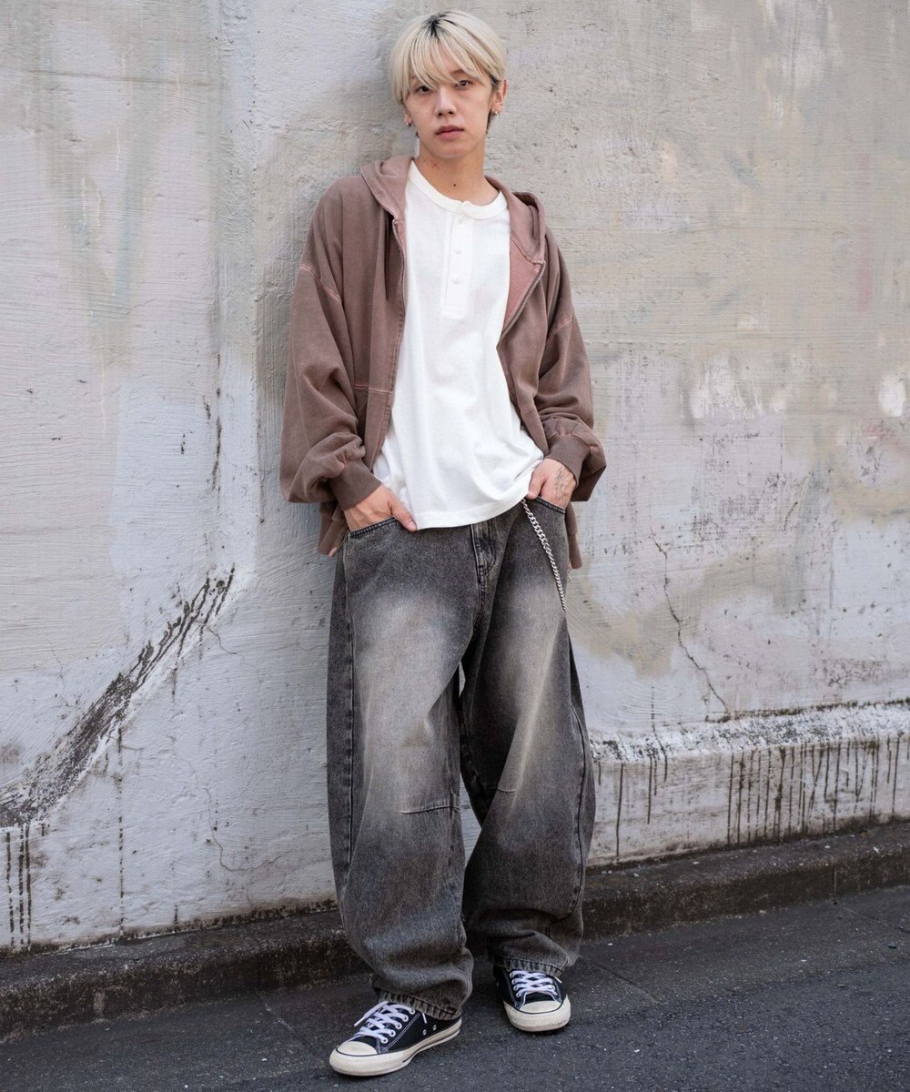 WEGO チェーン付きバルーンデニムパンツ 