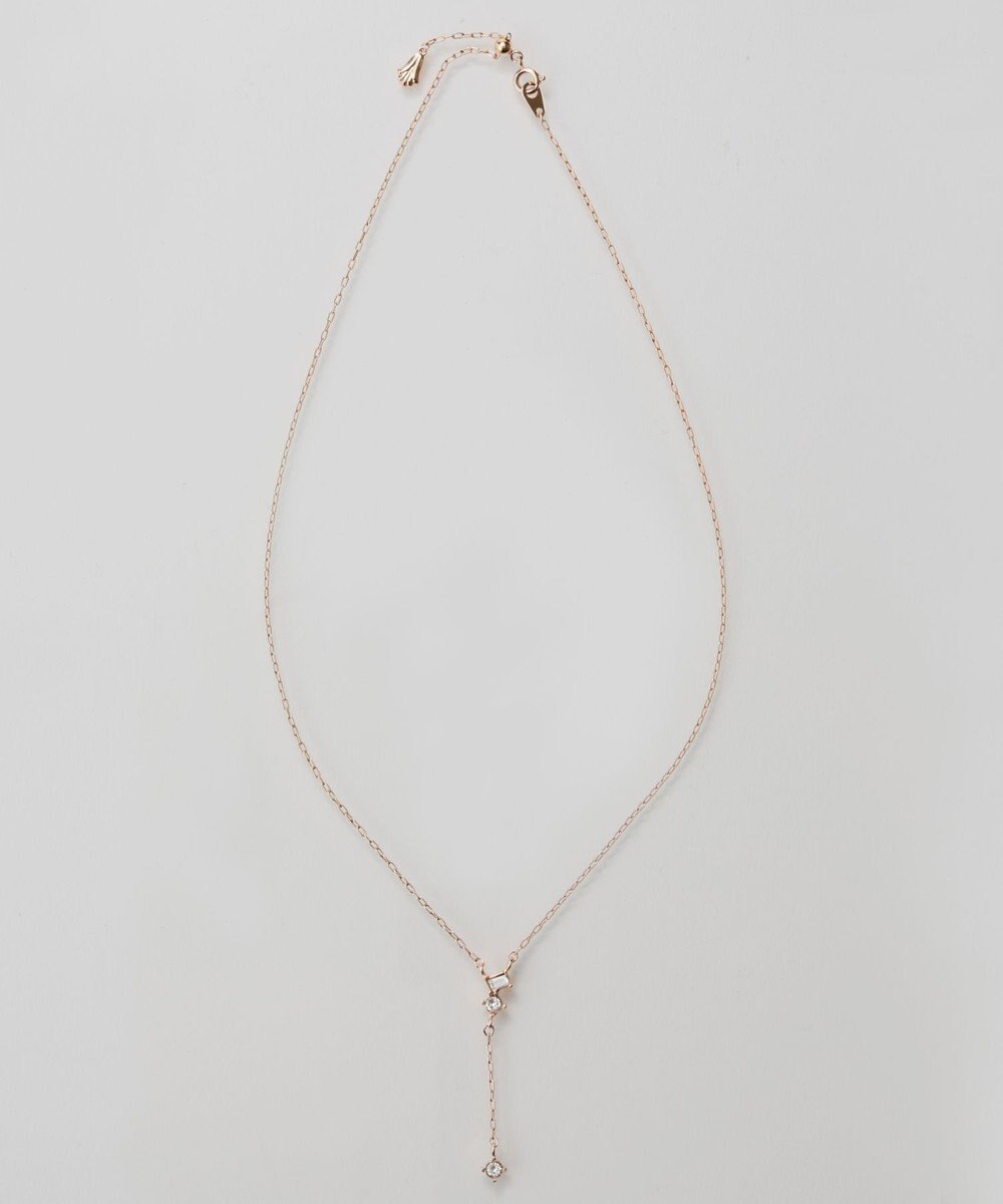 Phoebe 【金属アレルギー対応】ラディアンスビジューYラインネックレス　シャンパンゴールド 